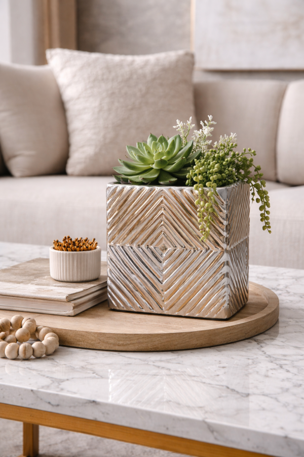 Elegant greenery on marble table