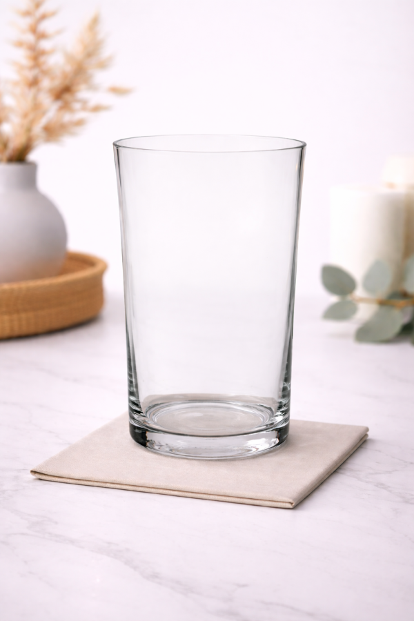 Clear glass vase on marble countertop-4