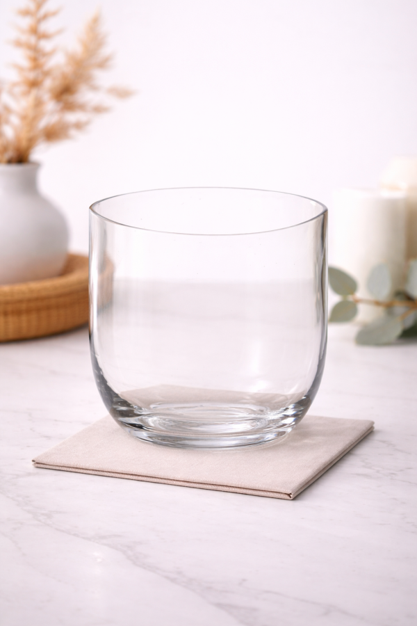 Verre en verre sur comptoir en marbre