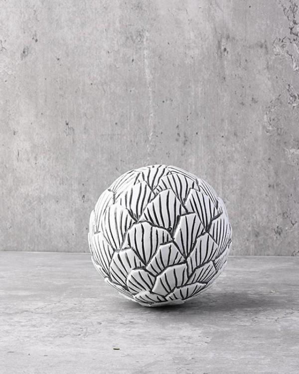 Decorative Ball - Textured White/Grey 4.25"D