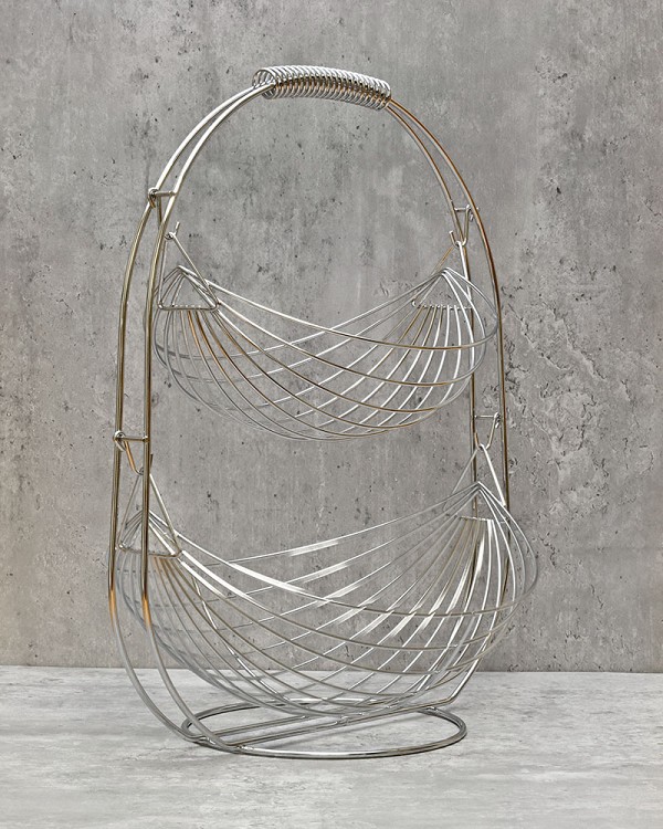 Two Tier Swing Fruit Basket Chrome 17"H