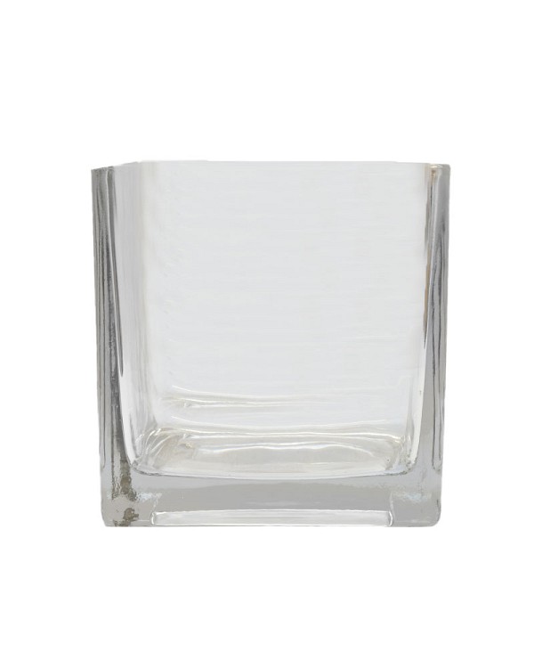 Square Clear Glass Vase 5"H (5"x5")