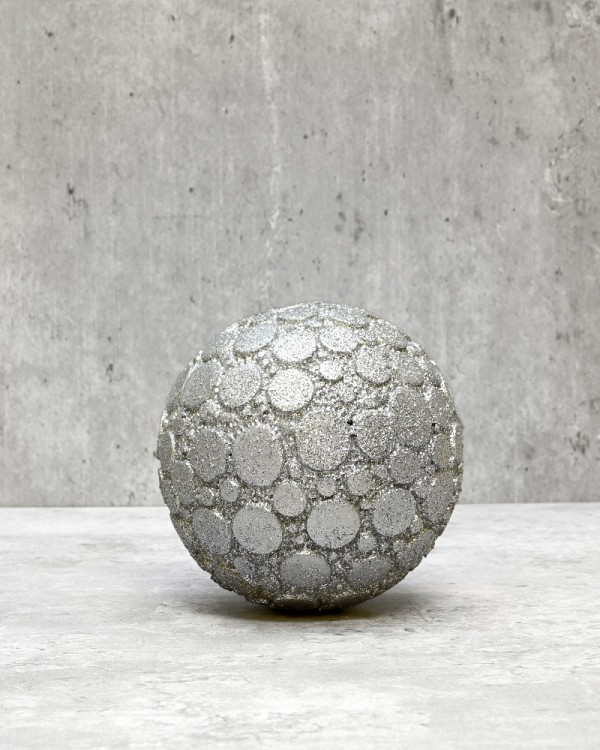 Decorative Ball - Textured Silver Rock 4"D
