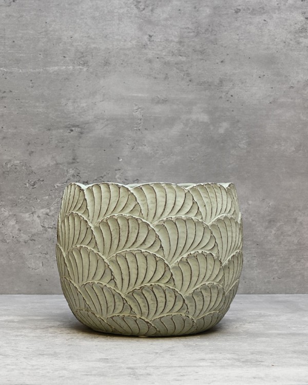 Scallop Planter - Round Green 5.75"H
