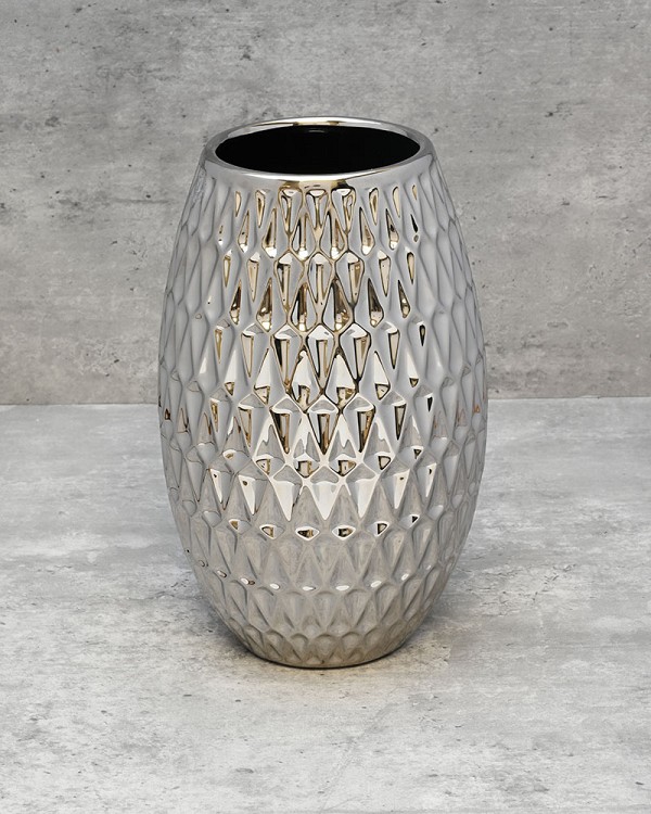 Diamond Embossed Vase 10"H