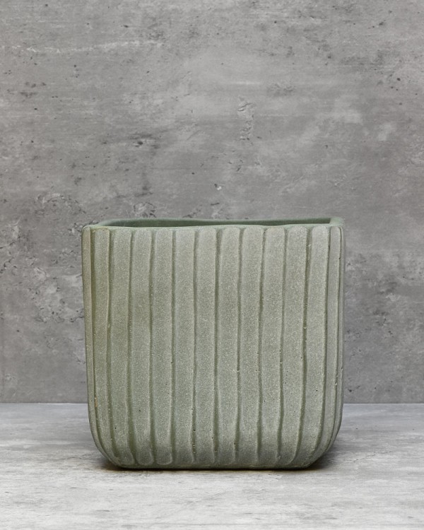 Ripple Planter Square - Green 6"H