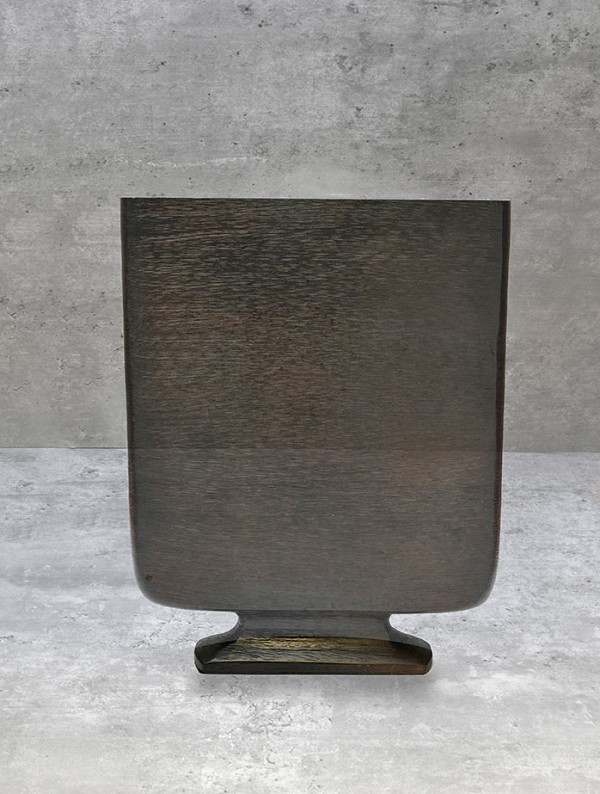 Etched Flat Vase - Bronze Finish 10"H