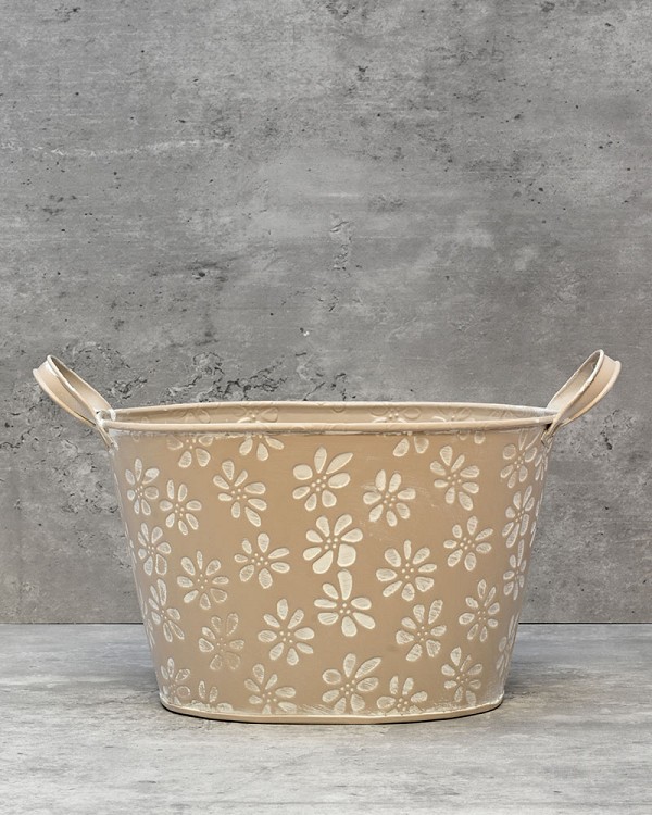 Daisy Container Oblong - Taupe 5.5"H