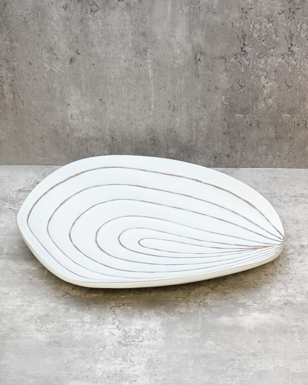 White Wash Patterned Decorative Platter 15"L