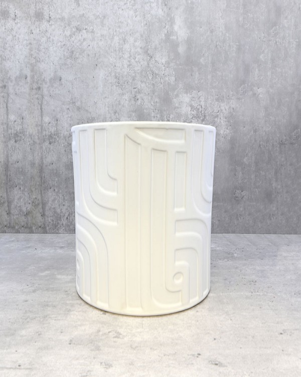 Matte White Patterned 8"H