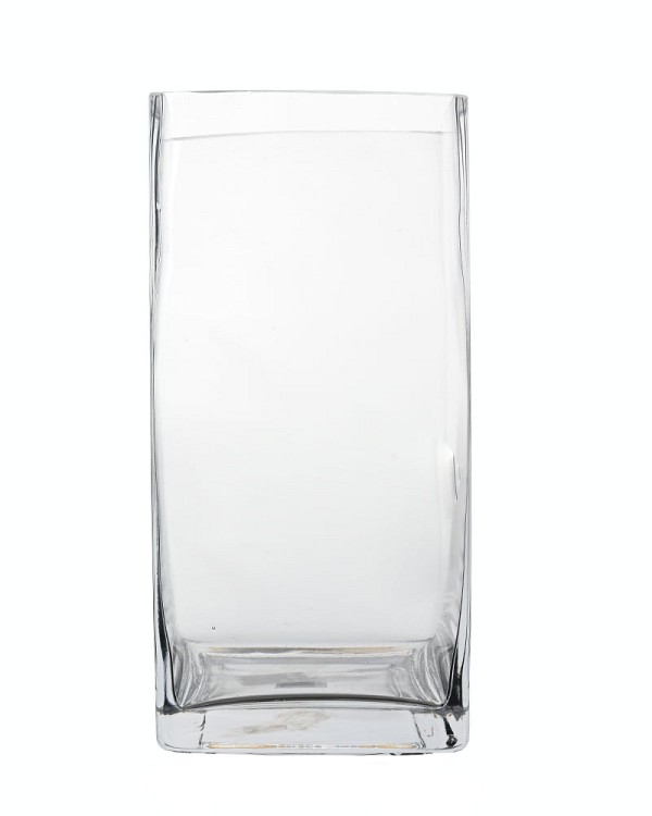 Square Clear Glass Vase 10"H (5"x5")
