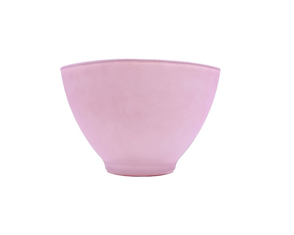 Oval Glass Bowl - Matte Pink 5.5"H