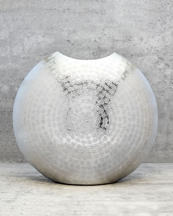 Hammered Pinched Round Vase 13"H