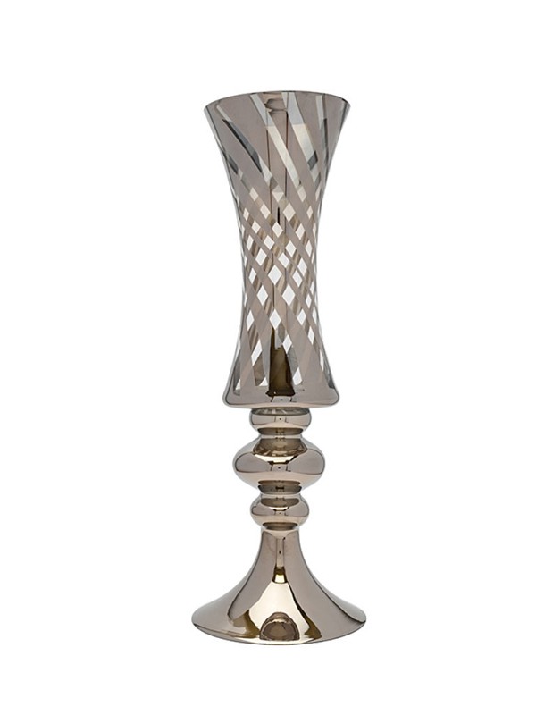 Clear Glass with Silver Stripe - Pedestal Base 17.5"H