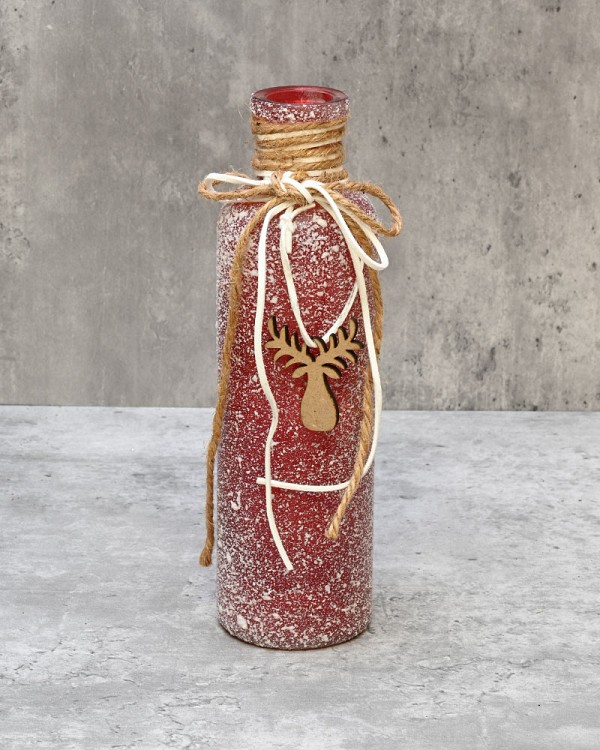 Frosted Glass Container - Red 9"H