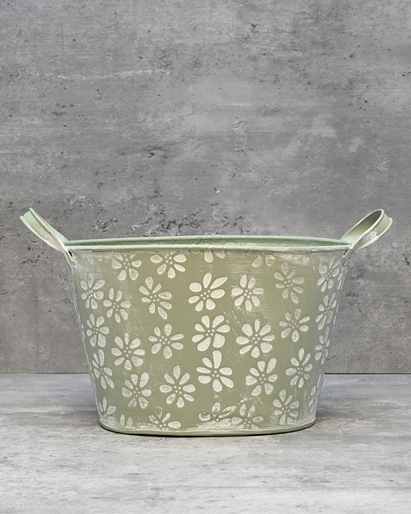 Daisy Container Oblong - Green 5.5"H