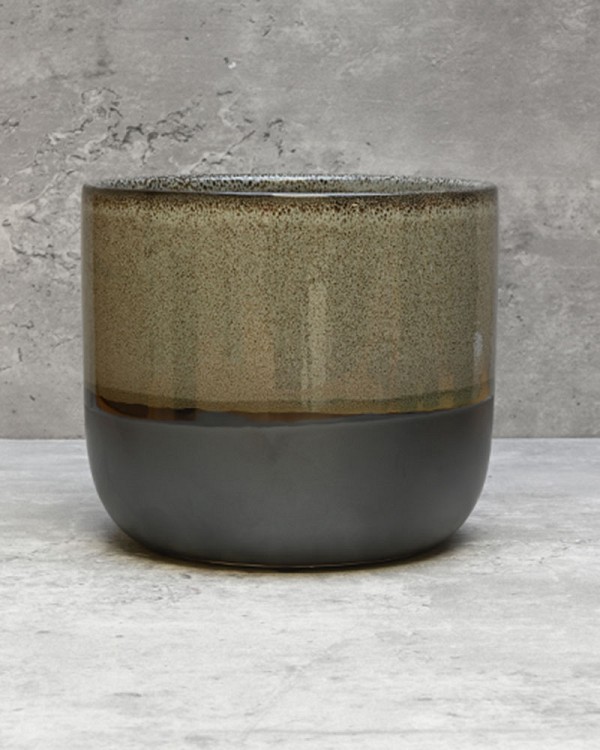 Two Tone Glaze Container 5"H