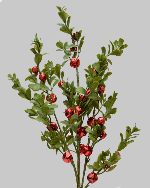 Boxwood Jingle Bell Spray 28" Green/Red
