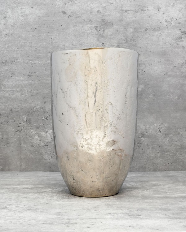 Aluminum Vase Silver 11"H