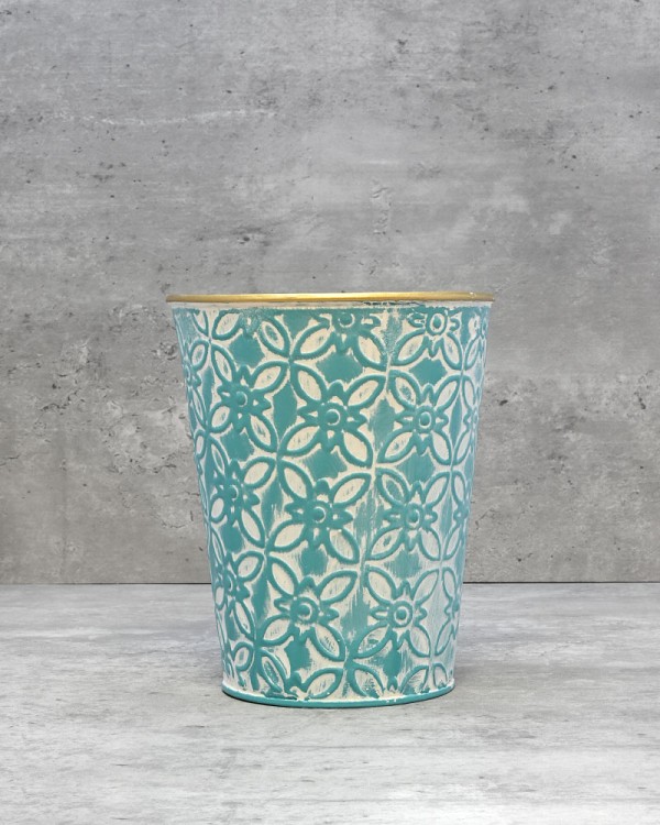 Teal Container Round - Small 6.5"H