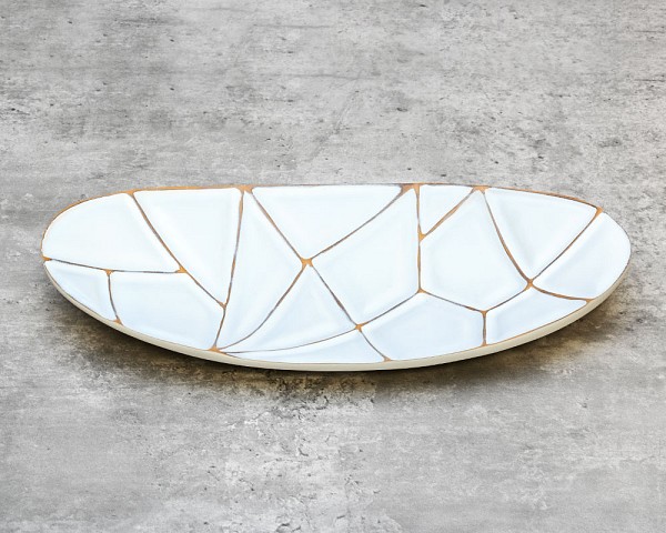 White Wash Patchwork Decorative Plater 14"L