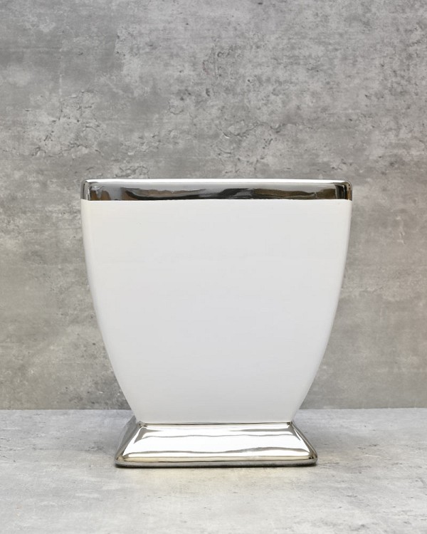 Silver Trim Square Pedestal 7.5"H