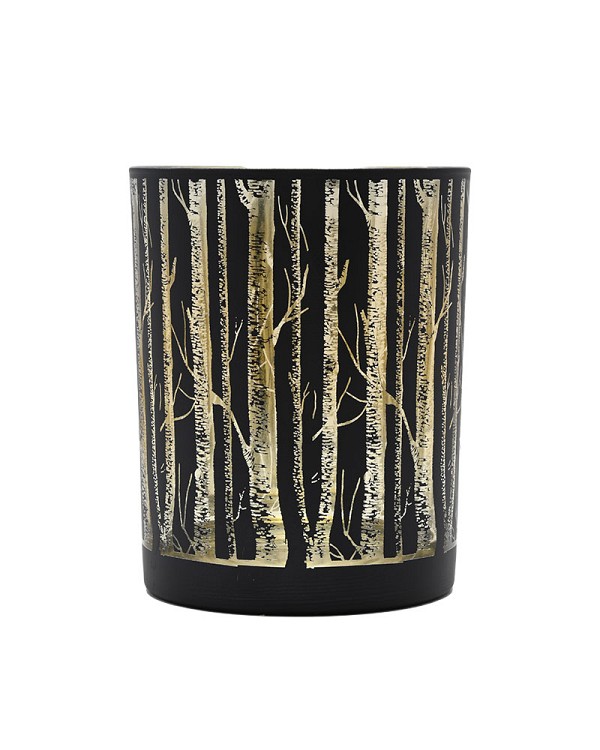 Birch Tree Silhouette Hurricane Vase 5"H