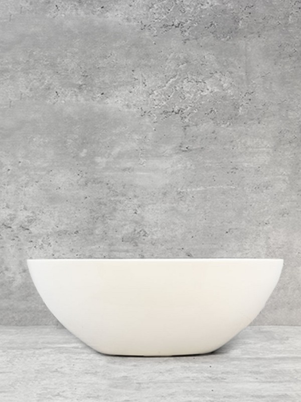 Polystone Oval Pot White 21.5"L