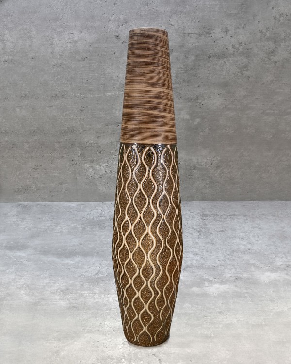 Brown & Gold Decorative Vase 25"H