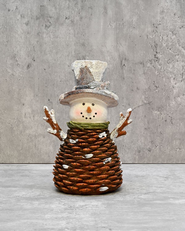 Pinecone Decorative Snowman 9"H