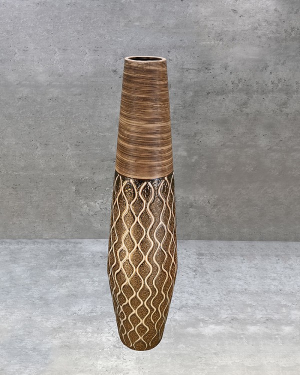 Brown & Gold Decorative Vase 16.5"H